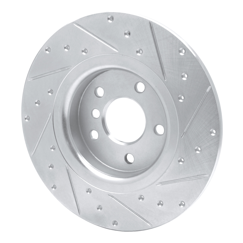 Jaguar XE Brake Rotor (1) - Rear Left - R1 Concepts - Drilled & Slotted - Silver - `17-`19